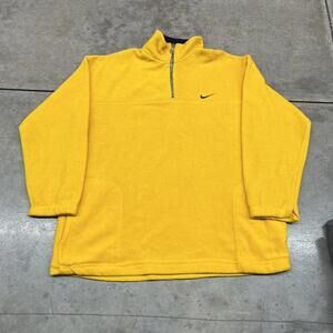 vintage nike yellow and navy made in usa fleece jacket size xl